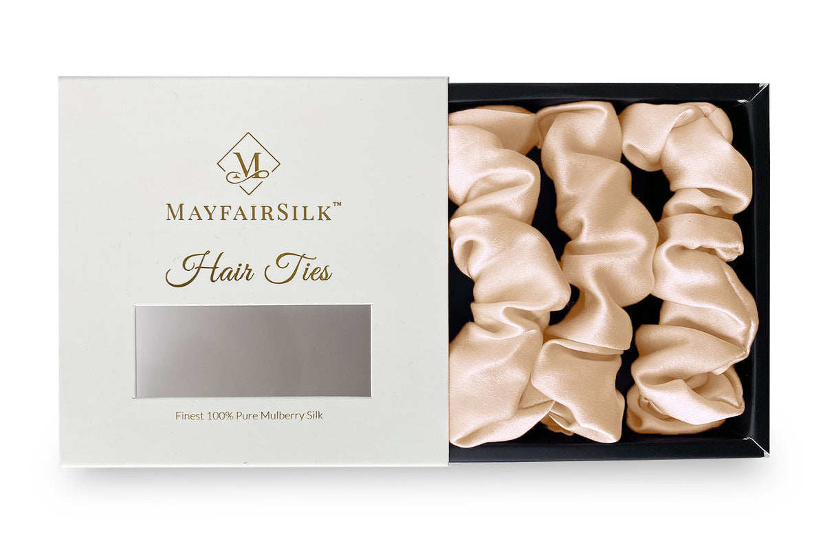 Champagne Silk Scrunchies Set