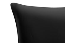 Load image into Gallery viewer, Closeup of ivory border piping on Charcoal Silk Pillowcase by Mayfairsilk