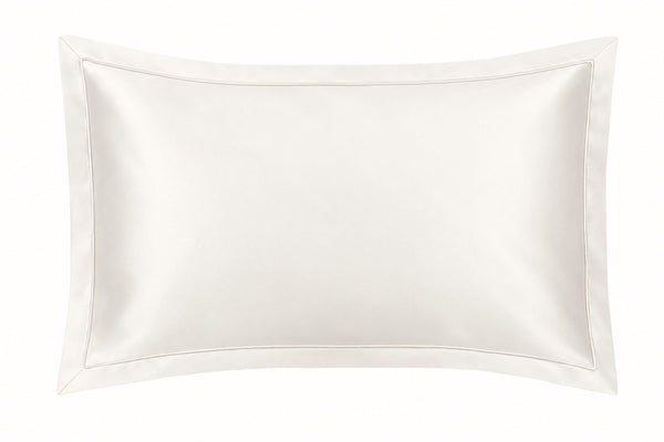 Ivory Oxford Pure Silk Pillowcase - Ivory Piping