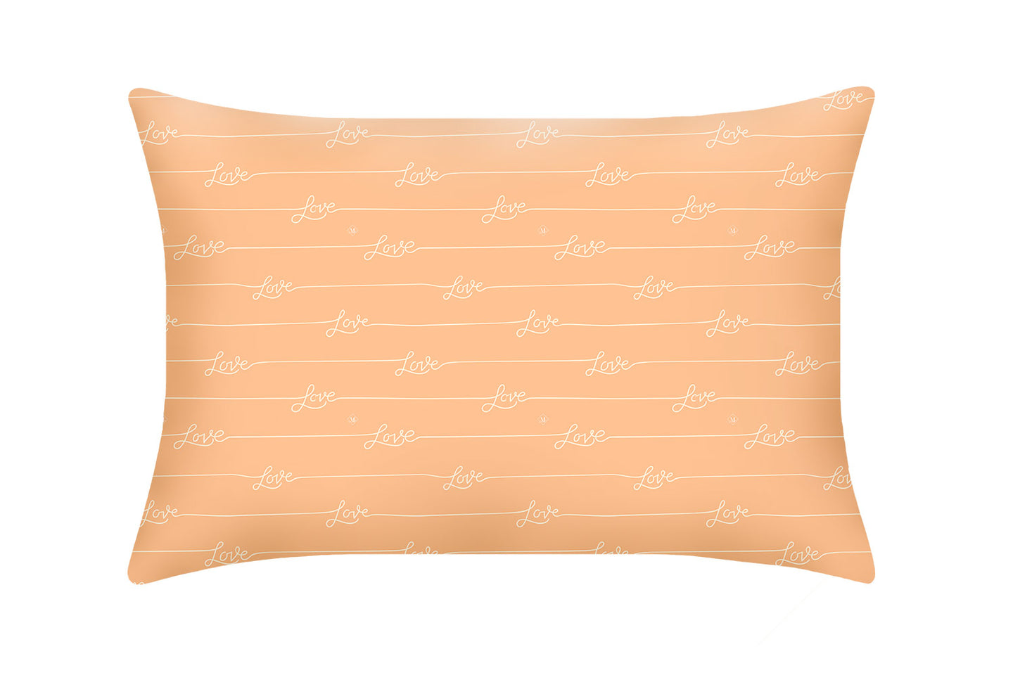 Pure Silk Pillowcase in Peach Fuzz colour with Love script writing