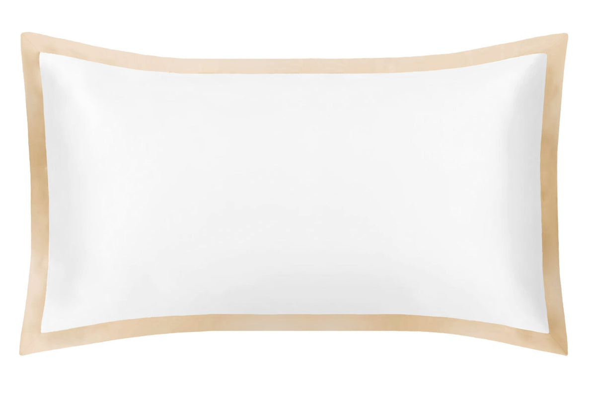 Super King Oxford White Silk Pillowcase with Champagne border