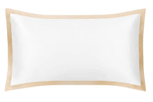Load image into Gallery viewer, Super King Oxford White Silk Pillowcase with Champagne border
