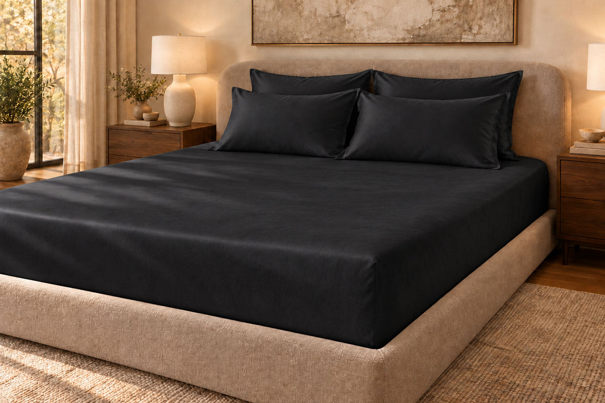 Charcoal Pure Silk Fitted Sheet