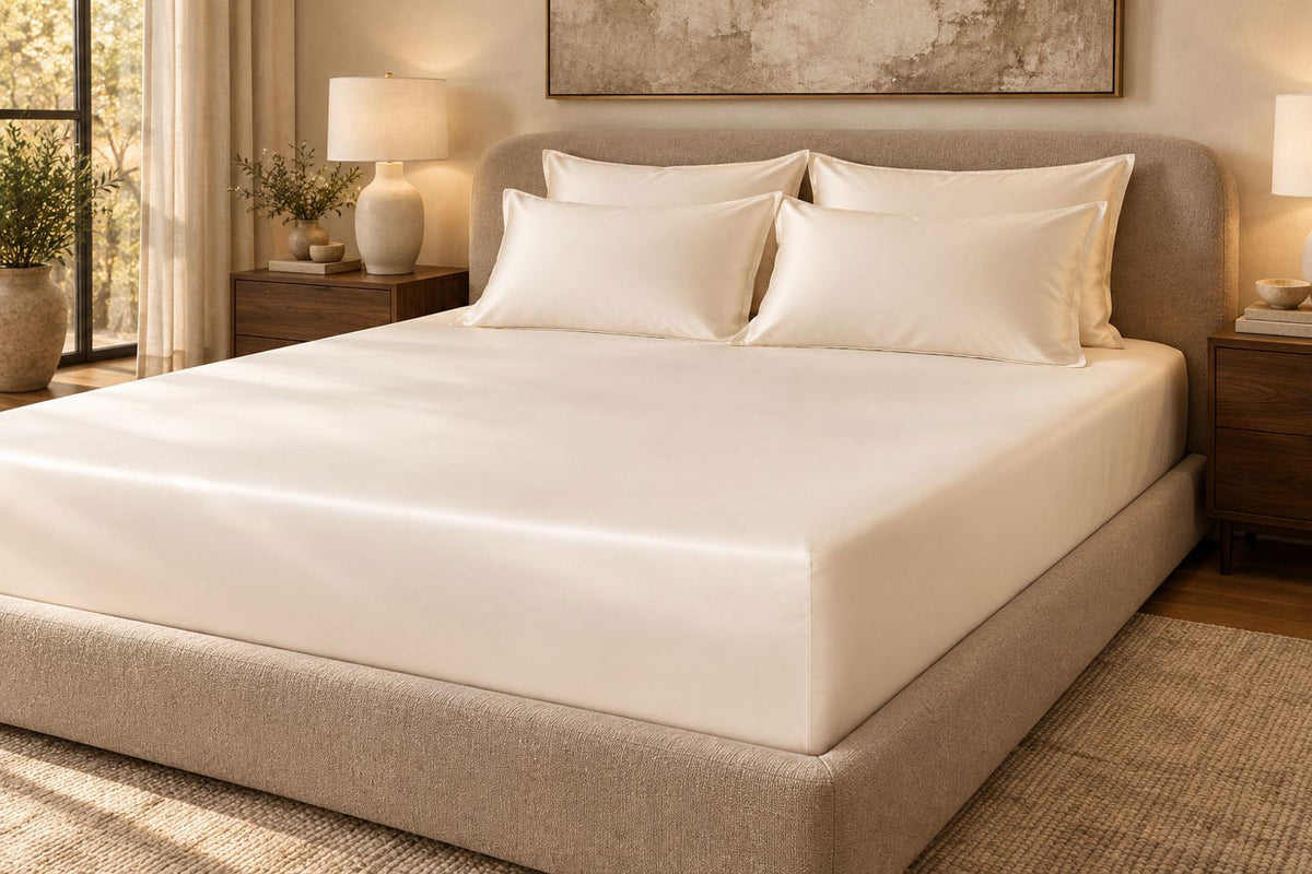 Cream Pure Silk Fitted Sheet