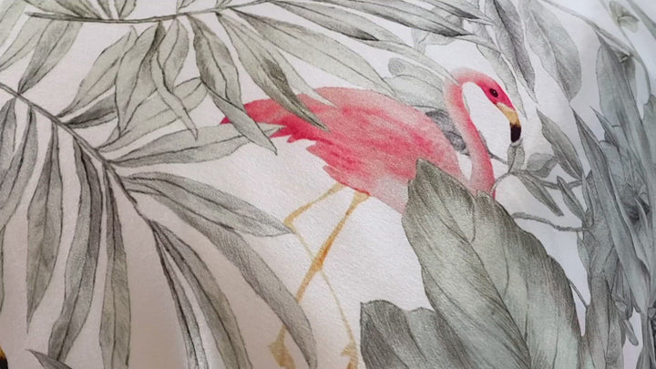Close-up video of Flamingos Silk Pillowcase