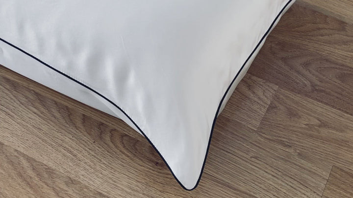 Video of White Silk Pillowcase with piping