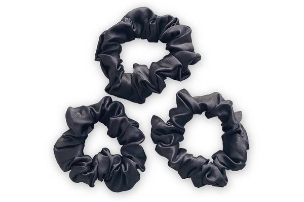 Charcoal Mulberry Silk Scrunchies Set