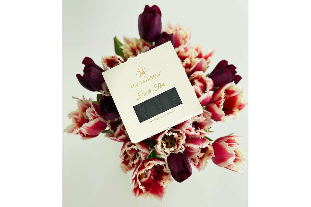 Charcoal Silk Hair Ties Set - MayfairSilk