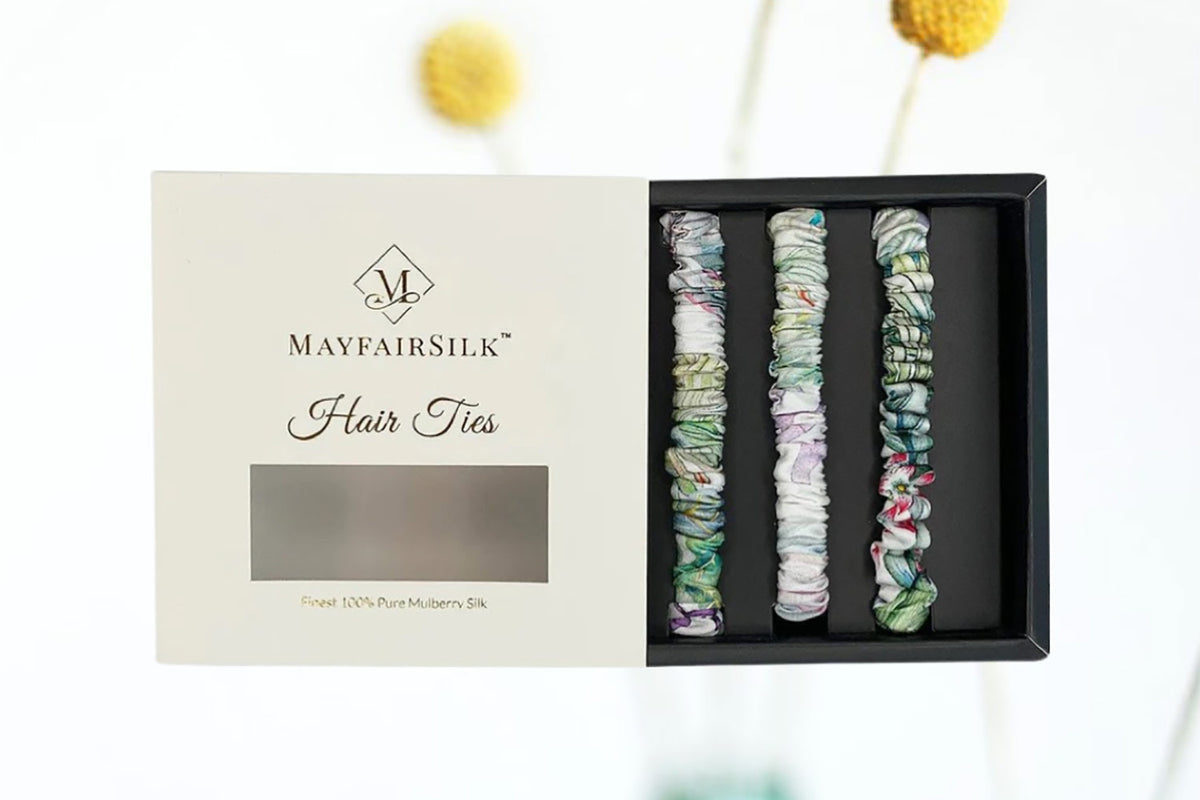 Iridescent Garden Silk Hair Ties Set