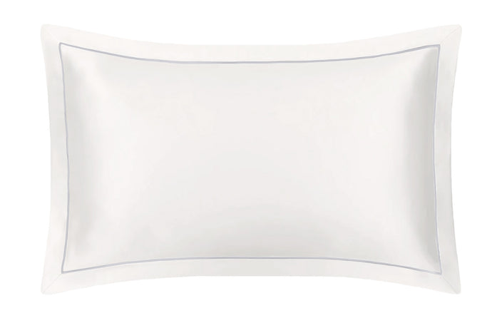 Ivory Oxford Pure Silk Pillowcase - Grey Piping