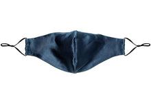 Load image into Gallery viewer, Midnight Blue Pure Silk Face Covering lying flat on white background - MayfairSilk