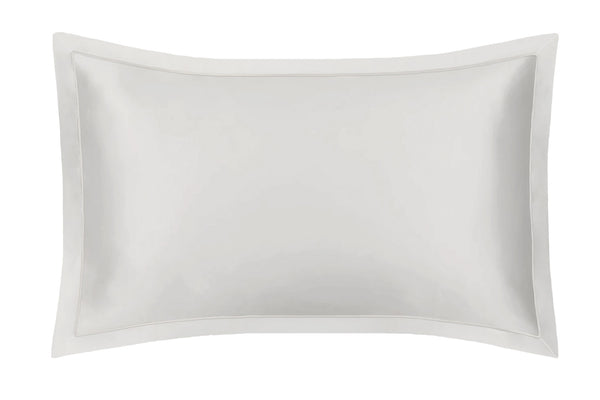 Oyster Grey Oxford Pure Silk Pillowcase - Grey Piping