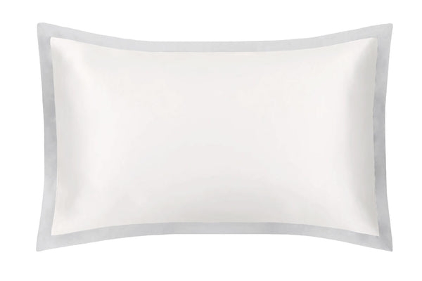 Ivory & Oyster Grey Oxford Pure Silk Pillowcase