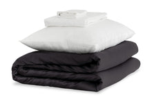 Load image into Gallery viewer, Charcoal and Brilliant White Silk Duvet Set #2