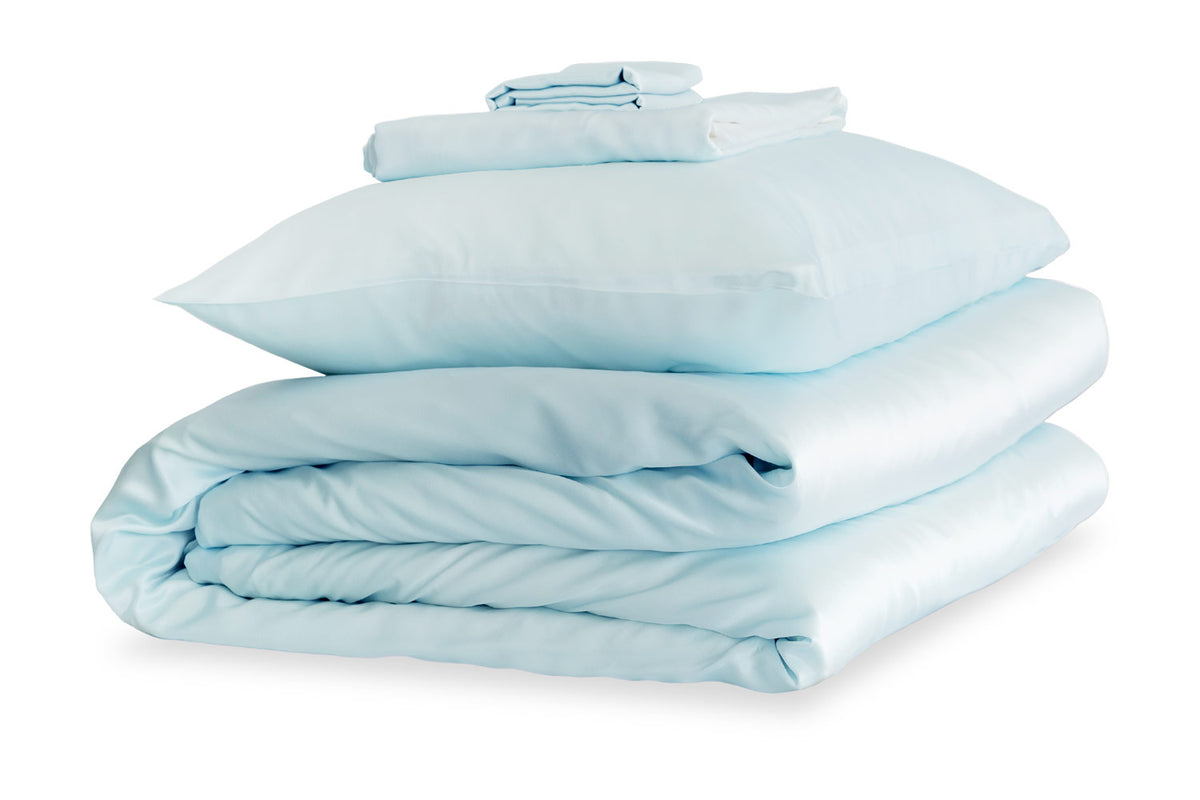Pastel Blue Silk Duvet Set