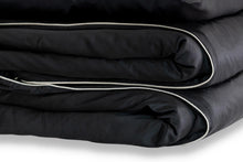 Load image into Gallery viewer, Charcoal Pure Silk Duvet Cover - Ivory Piping - MayfairSilk