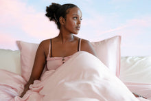 Load image into Gallery viewer, Precious Pink and Charcoal Silk Duvet Set