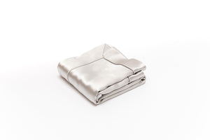 Oyster Grey Oxford Pure Silk Pillowcase - Grey Piping