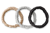 Champagne / Oyster Grey / Charcoal Silk Hair Ties Set