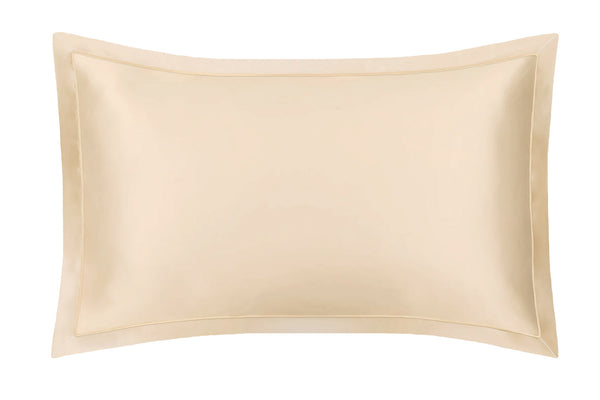 Champagne Oxford silk pillowcase with tone-on-tone piping