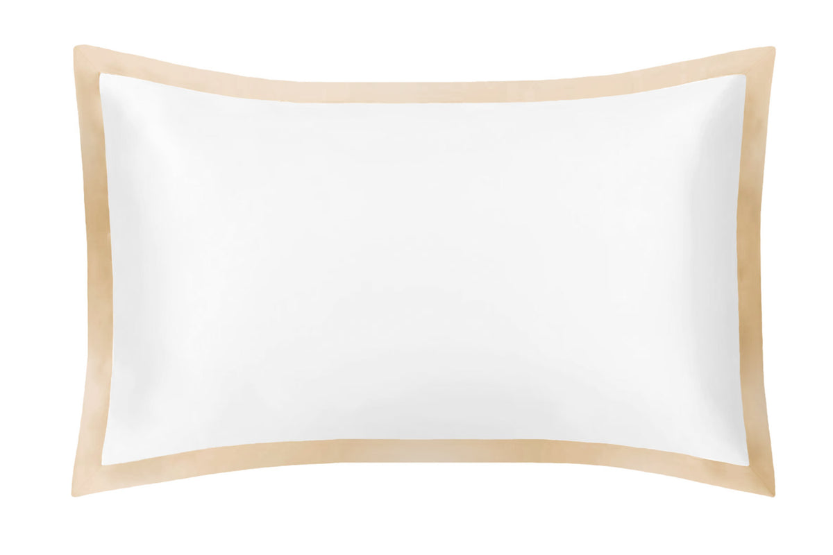 Oxford White silk pillowcase with Champagne border 