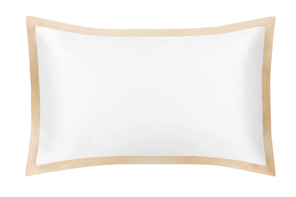 Oxford White silk pillowcase with Champagne border 