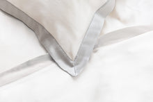 Load image into Gallery viewer, Ivory &amp; Oyster Grey Pure Silk Oxford Duvet Cover
