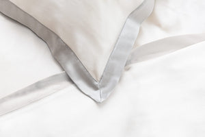 Ivory & Oyster Grey Pure Silk Oxford Duvet Cover