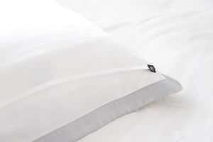 Ivory & Oyster Grey Oxford Pure Silk Duvet Set