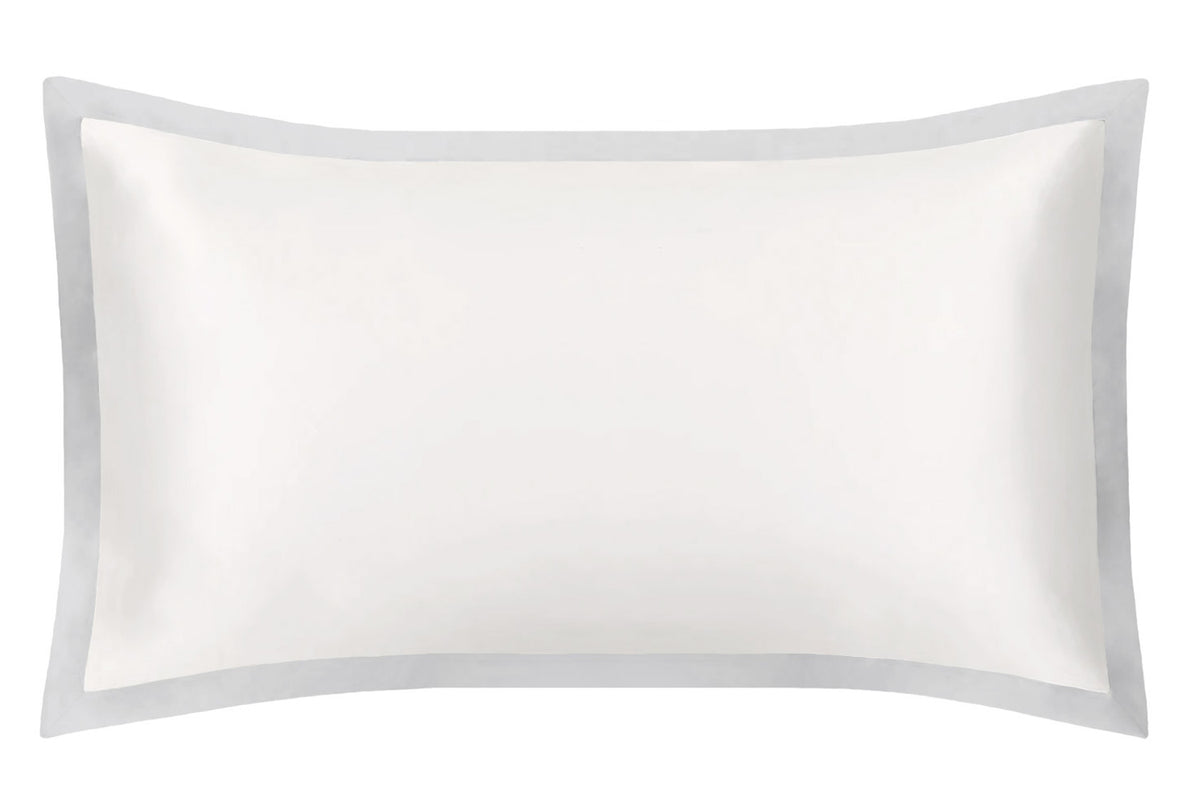 Ivory & Oyster Grey Oxford Pure Silk Pillowcase