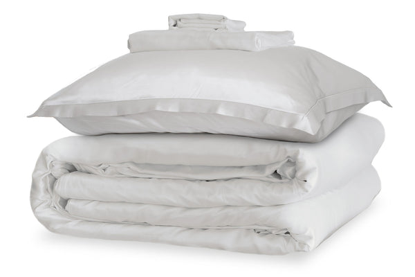 Mayfairsilk Oyster Grey Oxford Silk Duvet Set - Emperor / Standard Pillowcases