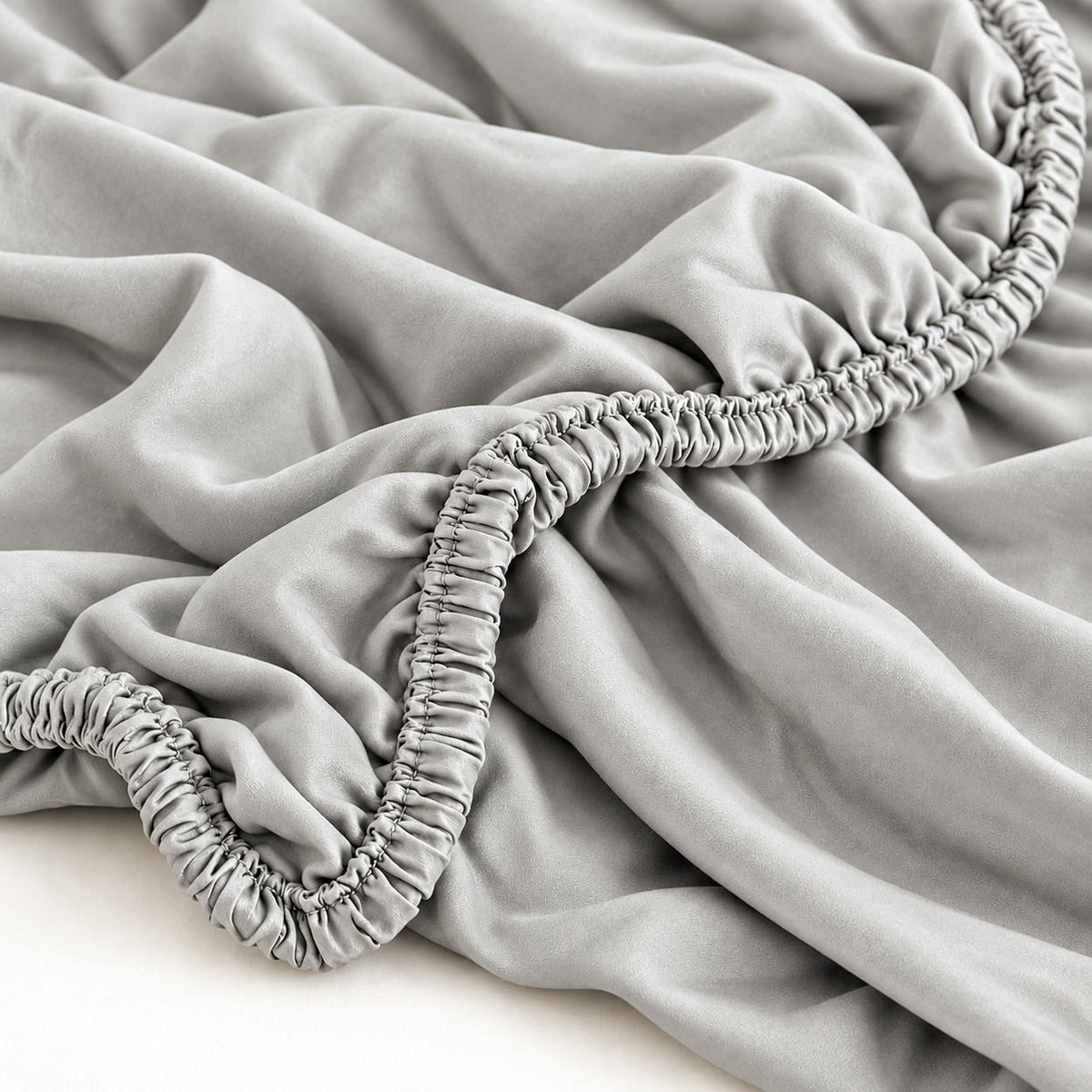 Oyster Grey Pure Silk Fitted Sheet