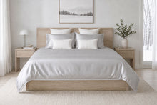 Load image into Gallery viewer, Oyster Grey Pure Silk Oxford Duvet Cover
