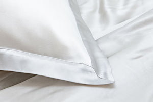 Ivory & Oyster Grey Oxford Pure Silk Pillowcase