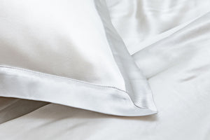 Ivory & Oyster Grey Oxford Pure Silk Duvet Set