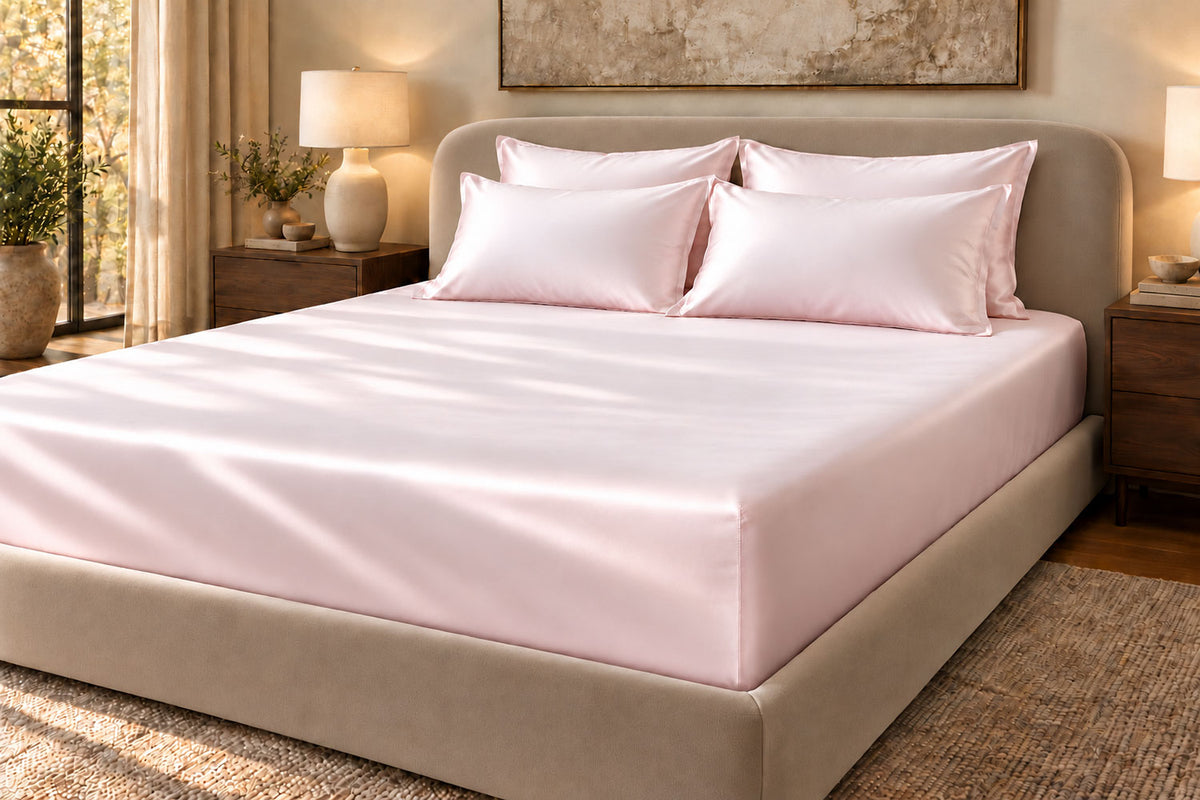Precious Pink Pure Silk Fitted Sheet