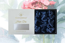 Load image into Gallery viewer, Midnight Blue Silk Scrunchies Set
