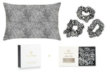 Load image into Gallery viewer, Leopard Silk Pillowcase and Scrunchies Gift Set

