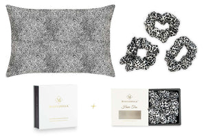 Leopard Silk Pillowcase and Scrunchies Gift Set