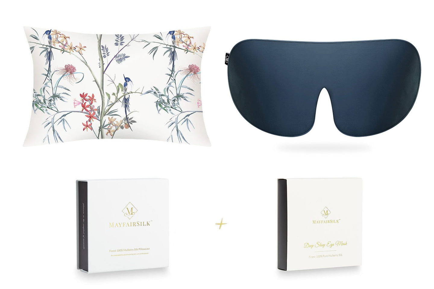 Hummingbird and Midnight Blue Silk Sleep Gift Set - MayfairSilk