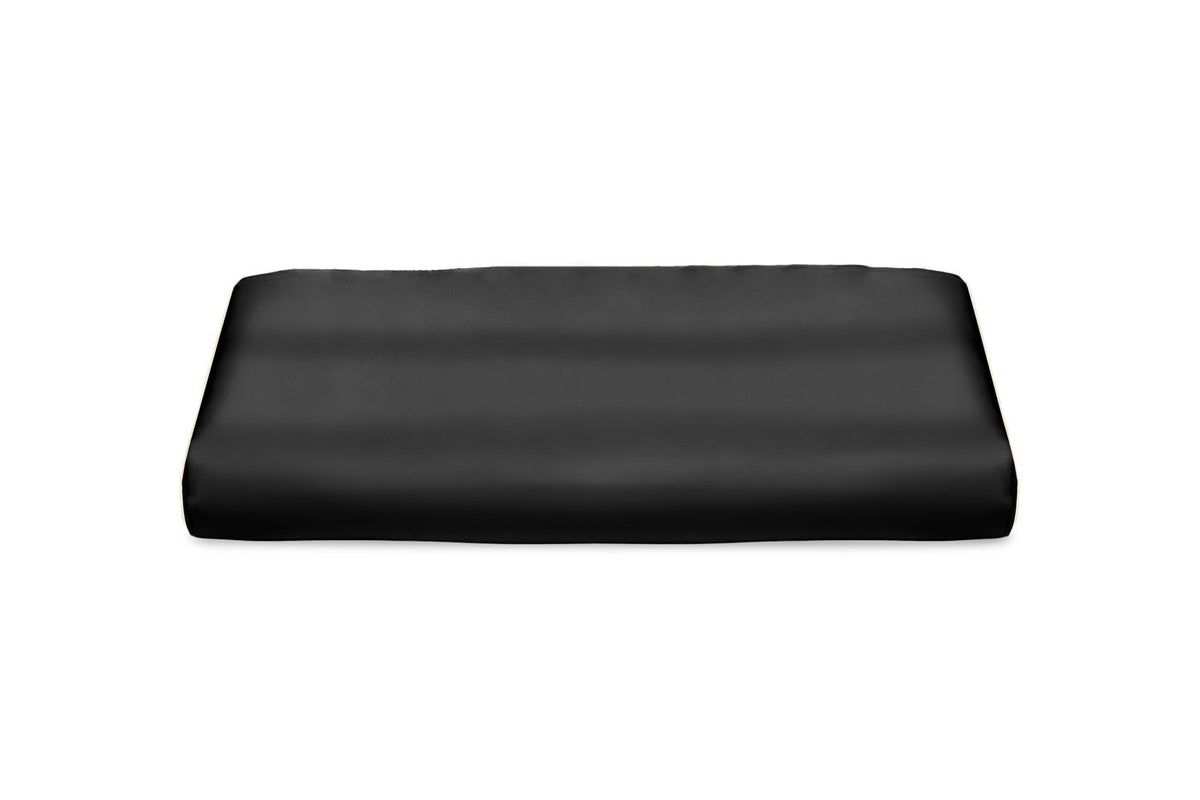 Charcoal Pure Silk Duvet Cover - Ivory Piping - MayfairSilk