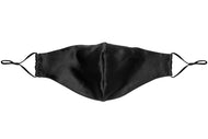 Charcoal Pure Silk Face Covering lying flat on white background - MayfairSilk