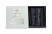 Load image into Gallery viewer, Charcoal Silk Hair Ties Set - MayfairSilk
