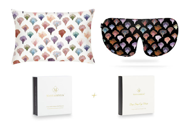 Mayfairsilk Coral Fans Pure Silk Sleep Gift Set - Super King Pillowcase