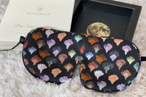 Dark Coral Fans Silk Sleep Mask - MayfairSilk