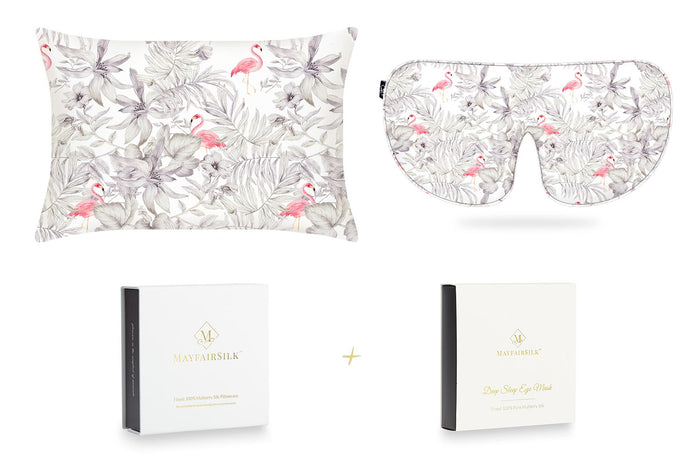 Flamingos Pure Silk Sleep Gift Set - MayfairSilk