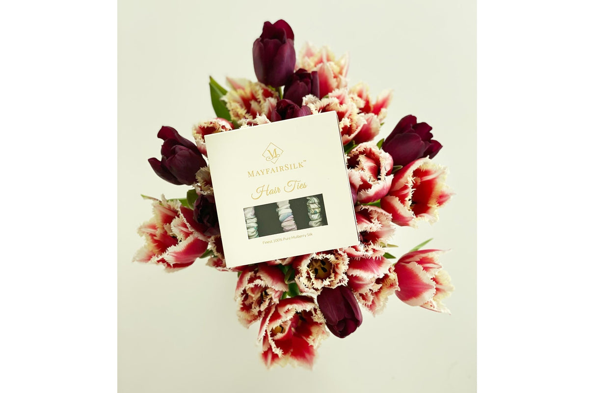 Iridescent Garden Silk Hair Ties Set - MayfairSilk