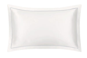 Ivory Oxford Pure Silk Pillowcase - Grey Piping