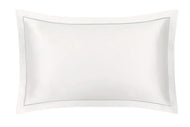 Ivory Oxford Pure Silk Pillowcase - Grey Piping