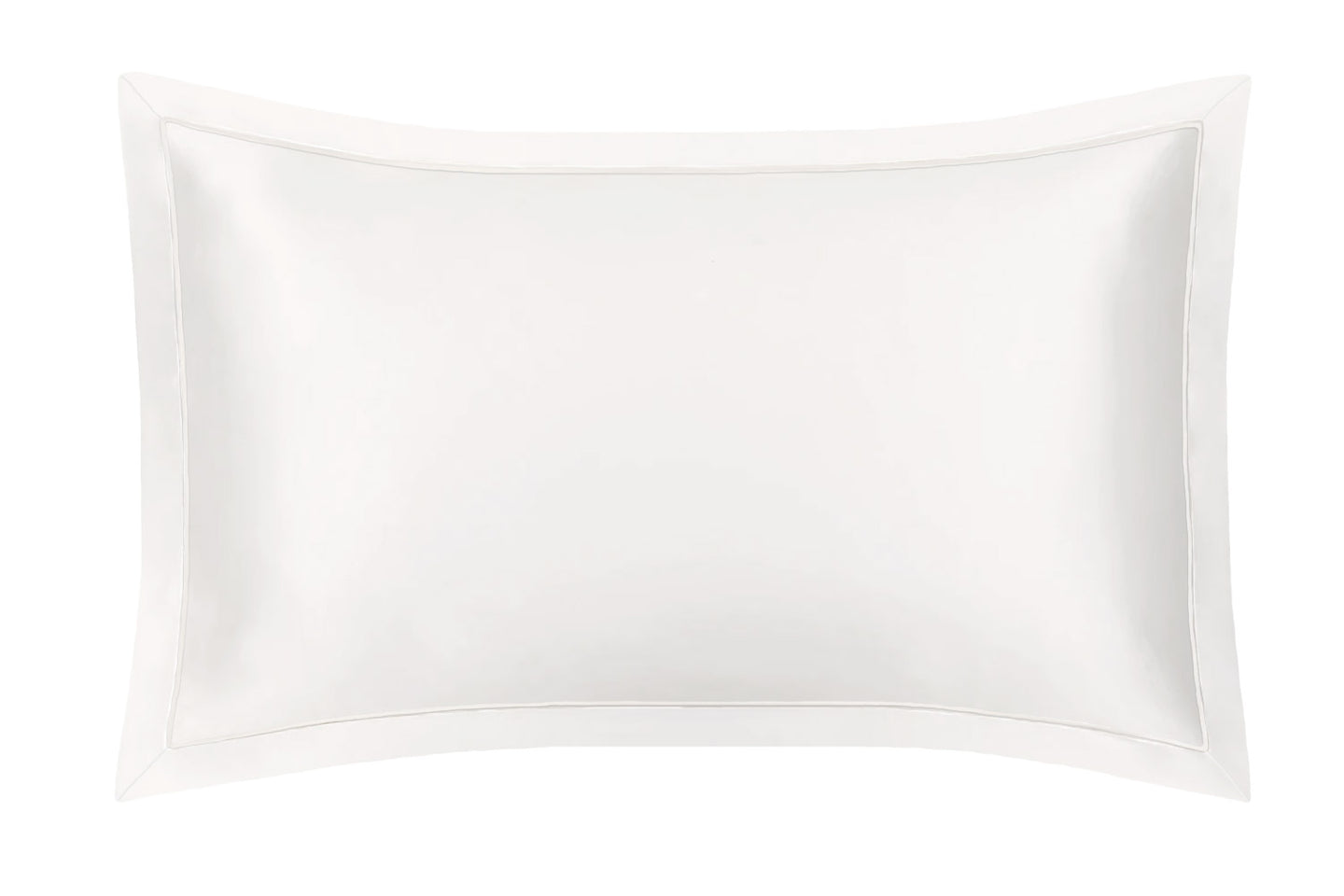 Ivory Oxford Pure Silk Pillowcase - Ivory Piping